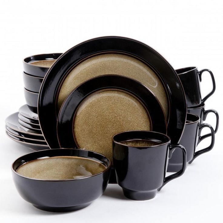 Bella Galleria 16-Piece Contemporary Black and Red Stoneware Dinnerware Set (Service for 4)