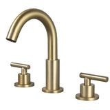 8 in. Widespread 2-Handle Mid-Arc Bathroom Faucet with Valve and cUPC Water Supply Lines in Brushed Gold - Super Arbor