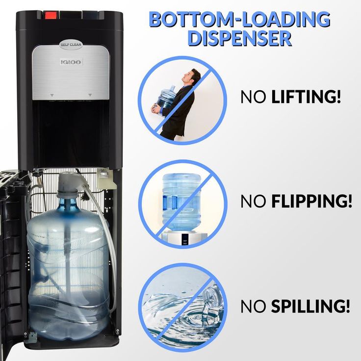 3 or 5 Gal. Water Cooler in Black with Self-Cleaning Feature