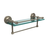 16 in. L  x 5 in. H  x 5 in. W Gallery Clear Glass Bathroom Shelf with Towel Bar in Polished Nickel - Super Arbor