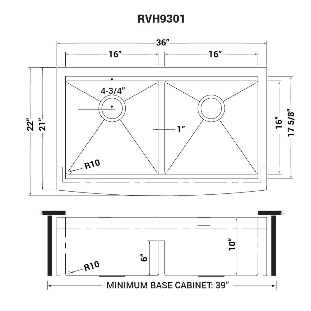 Apron-Front Stainless Steel 36 in. 16-Gauge Workstation 50/50 Double Bowl Farmhouse Kitchen Sink - Super Arbor