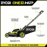 RYOBI 16 in. ONE+ 18V HP Brushless Cordless Push Lawn Mower (Tool Only)