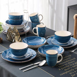 Bella 16- Piece Blue Porcelain Dinnerware Sets (Service for Set for 4)
