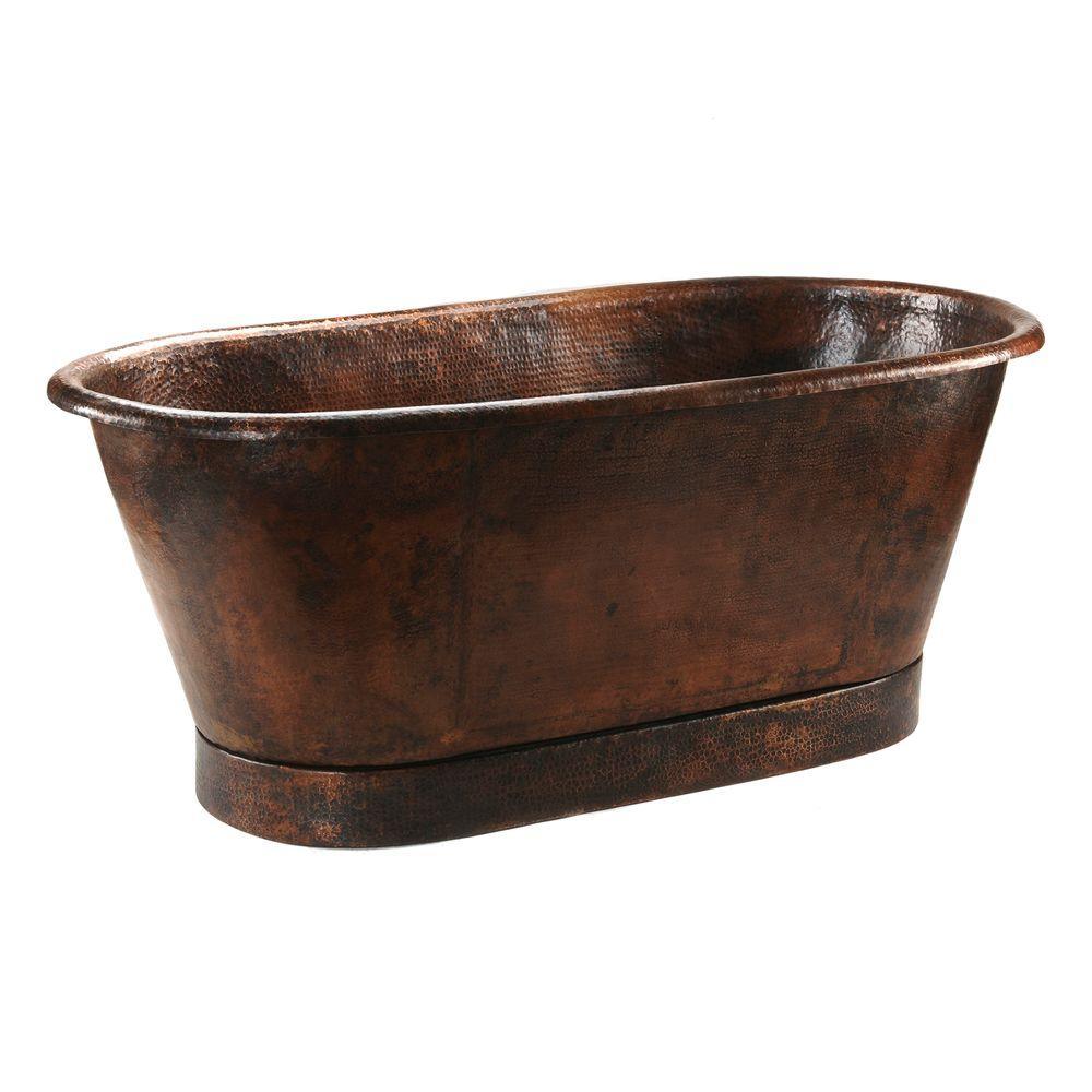 6 ft. Hammered Copper Modern Style Flatbottom Non-Whirlpool Bathtub in Oil Rubbed Bronze - Super Arbor
