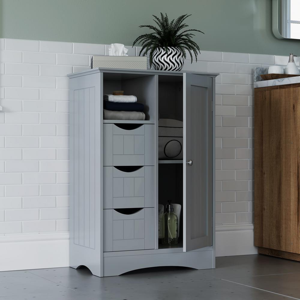 Ashland 22 in. W x 32 in. H Bathroom Linen Storage Floor Cabinet in Gray - Super Arbor