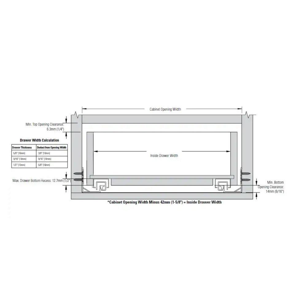 21 in. Full Extension Under Mount Soft Close Ball Bearing Drawer Slide with Rear Bracket Set (6-Pair) - Super Arbor