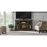 Caufield 54 in. Media Console Infrared Electric Fireplace in Vintage Warm Oak - Super Arbor