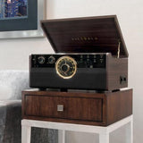 6-in-1 Wood Bluetooth Mid Century Record Player with 3-Speed Turntable, CD, Cassette Player and Radio - Super Arbor