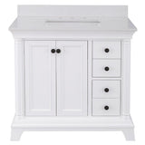 Strousse 37 in. W x 22 in. D Vanity in Distressed Blue Fog with Engineered Stone Top in Ice Diamond with White Sink - Super Arbor