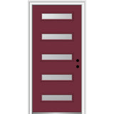 36 in. x 80 in. Davina Right-Hand Inswing 5-Lite Frosted Glass Painted Steel Prehung Front Door on 4-9/16 in. Frame - Super Arbor