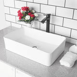 Vessel Vanity Sink Art Basin 21 in. x 13.5 in. Bathroom Rectangle Above in White Porcelain Ceramic - Super Arbor