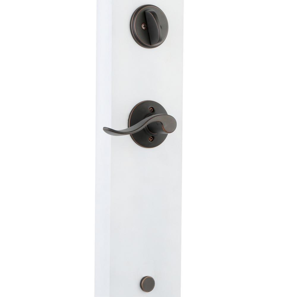 Camelot Aged Bronze Single Cylinder Deadbolt with Accent Lever Door Handleset - Super Arbor