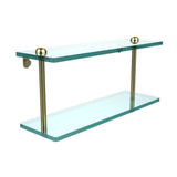 16 in. L x 8 in. H x 5 in. W 2-Tier Clear Glass Bathroom Shelf in Polished Chrome - Super Arbor
