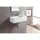 Elanti Wall-Mounted Left-Facing Rectangle Bathroom Sink in White