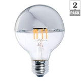 Bulbrite 40W Equivalent Warm White Light G25 Dimmable LED Half Chrome Light Bulb (2-Pack)