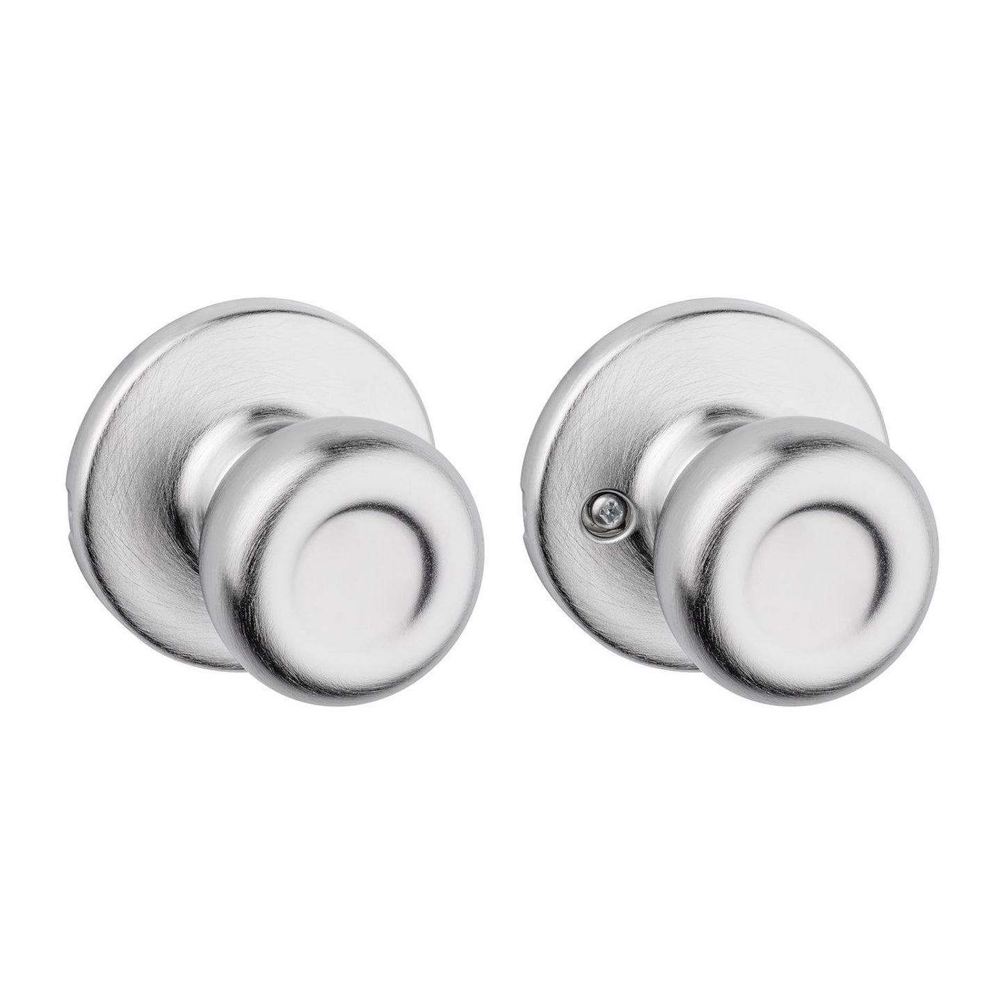 Kwikset Tylo Passage Door Knob, Satin Chrome, ANSI/BHMA Grade 3, Fits 1-3/8 to 1-3/4 in Doors