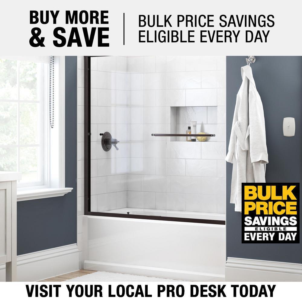 Simplicity 60 in. x 58-1/8 in. Semi-Frameless Traditional Sliding Bathtub Door in Bronze with Clear Glass - Super Arbor