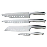 5-Piece Stainless Steel Knife and Sharpener Set, with Japanese Stainless Steel Slotted Blades