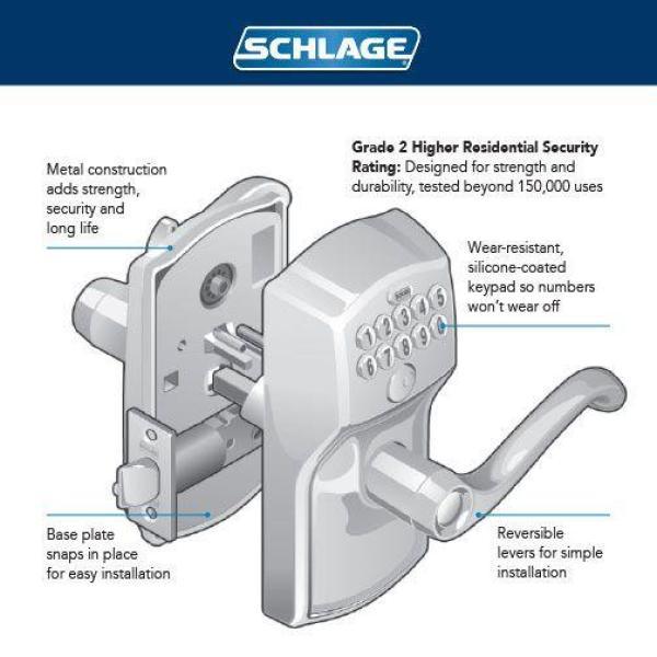 Camelot Satin Nickel Electronic Door Lock with Georgian Door Knob Featuring Flex Lock - Super Arbor