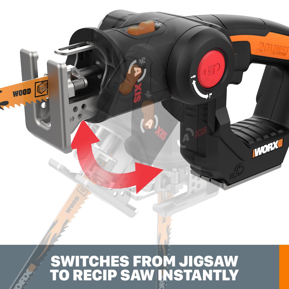 POWER SHARE AXIS 20-Volt Lithium-Ion Convertible Jigsaw and Reciprocating Saw in One - Super Arbor