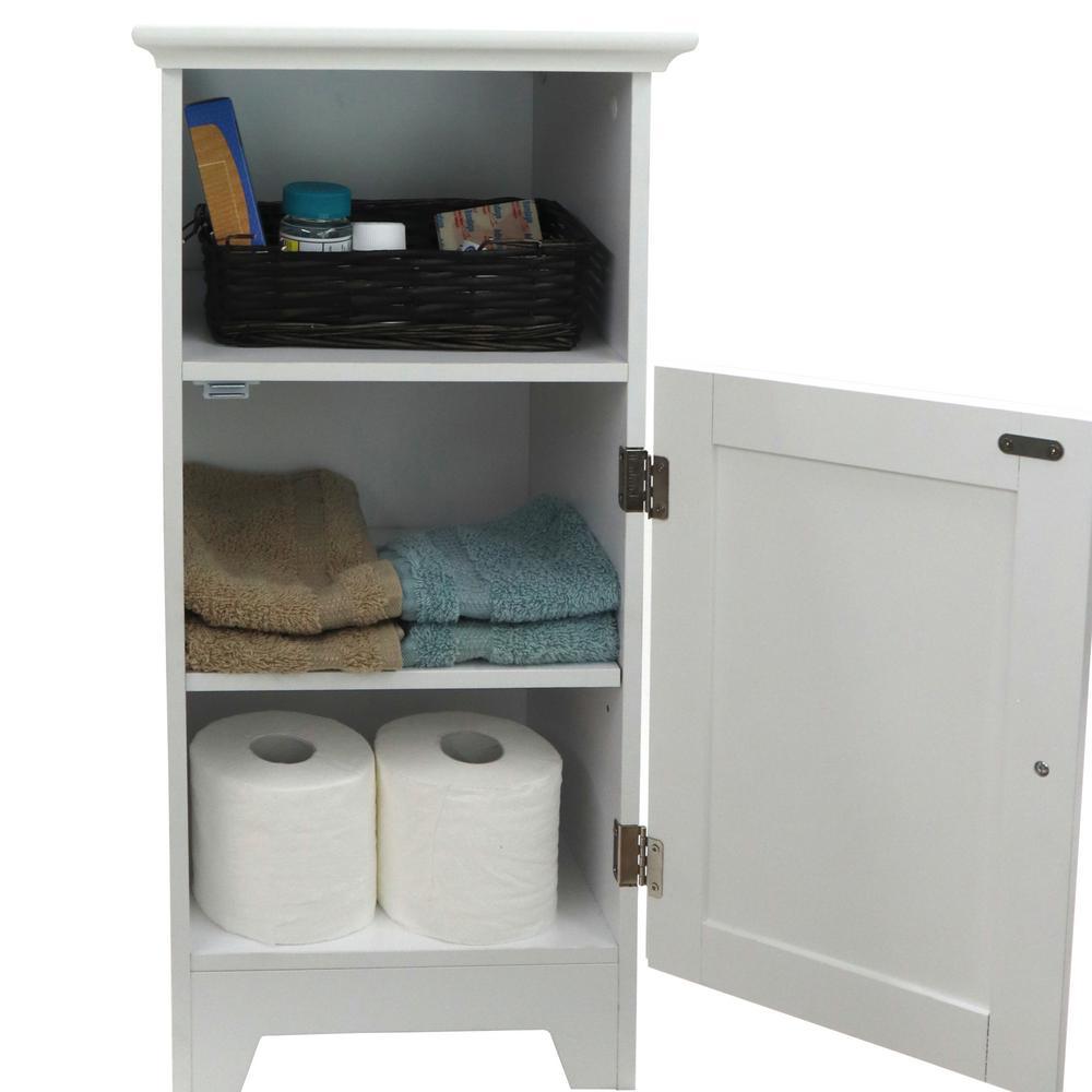 Contemporary Country 13.5 in. W x 11.75 in. D x 27.5 in. H Free Standing Single Door Cabinet With Shaker Panels in White - Super Arbor