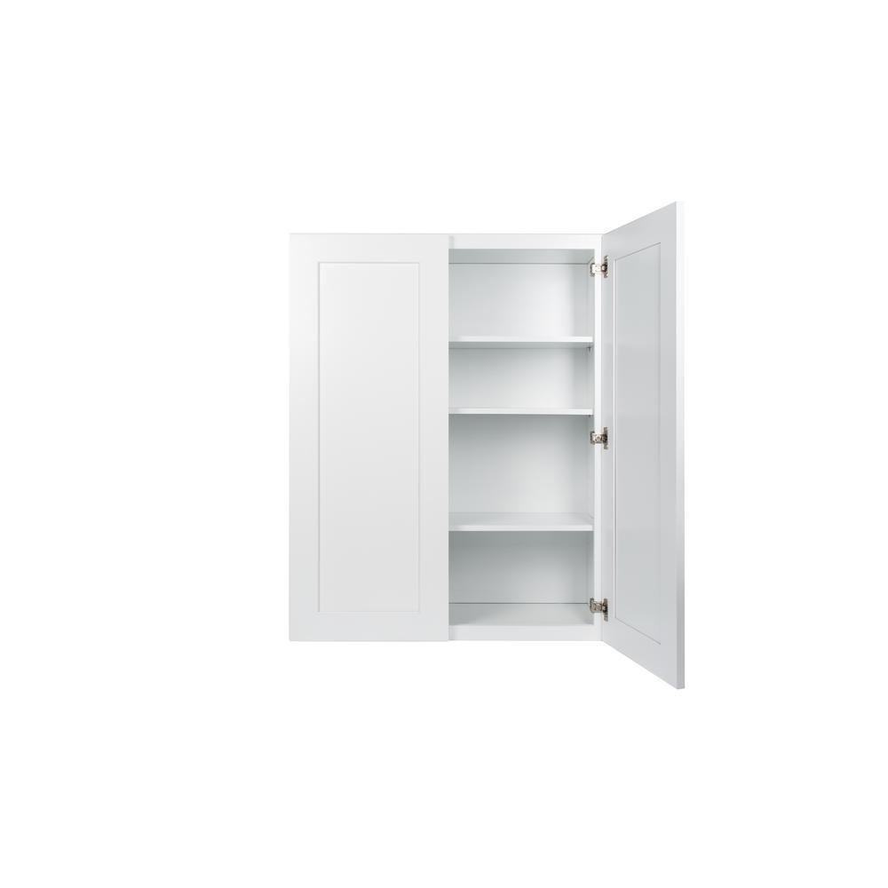 Ready to Assemble 24x30x12 in. Shaker Double Door Wall Cabinet with 2-Shelf in White - Super Arbor