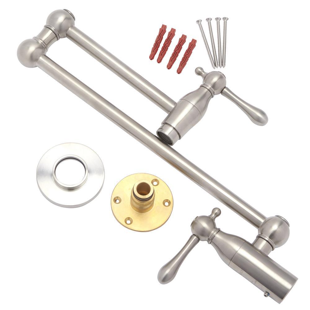 Lyndhurst Wall Mounted Pot Filler in Brushed Nickel - Super Arbor