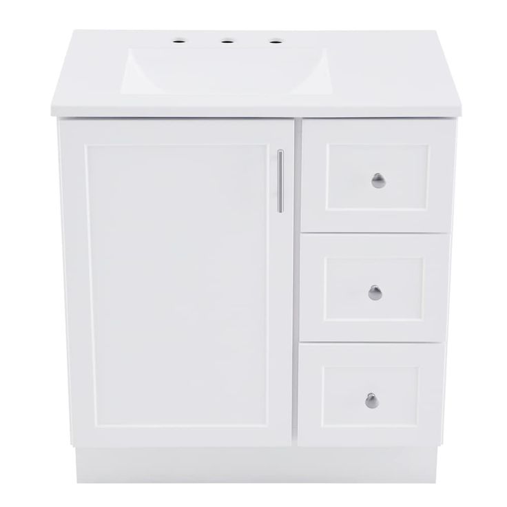 Style Selections Davies 30-in White Single Sink Bathroom Vanity with White Cultured Marble Top (Mirror Included)