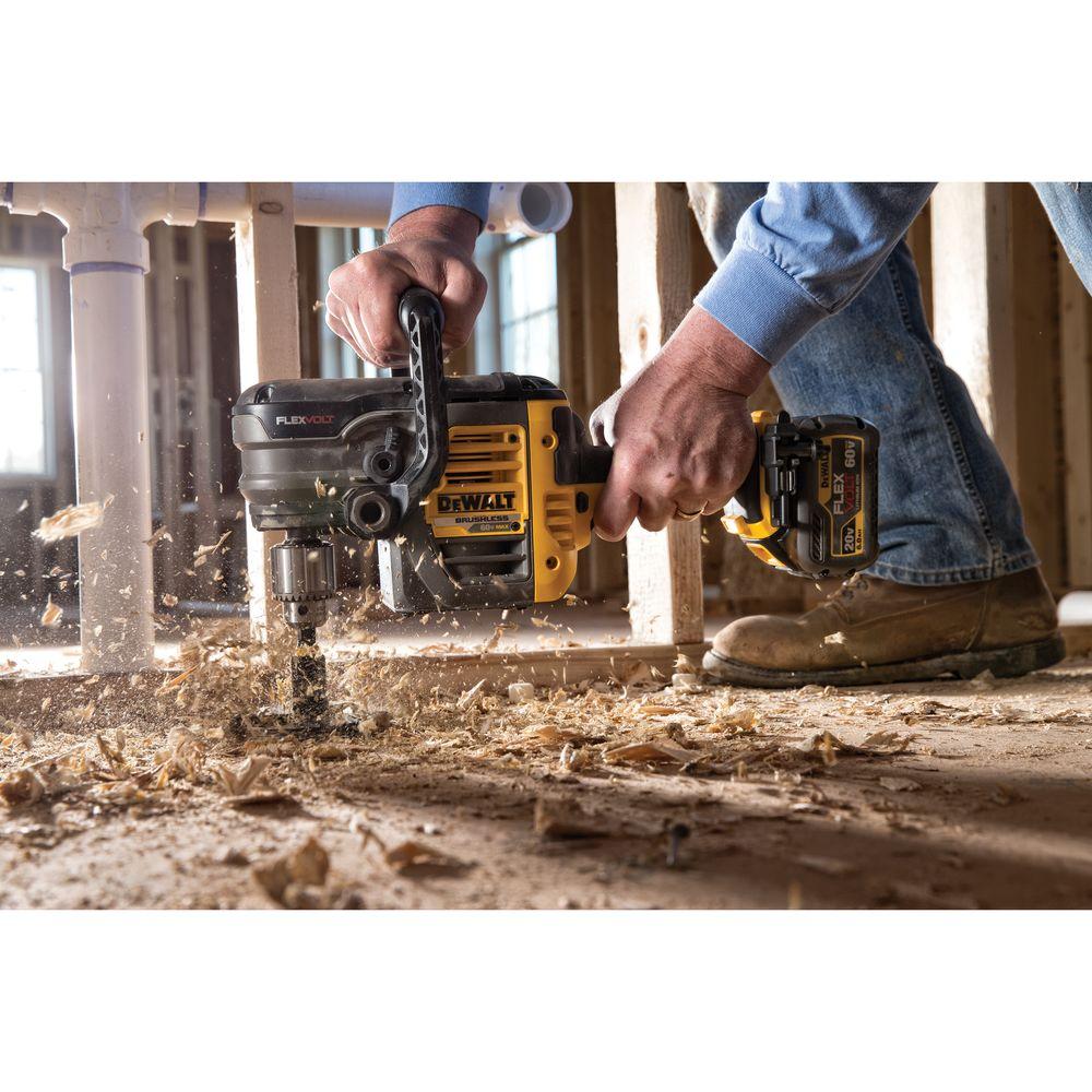 FLEXVOLT 60-Volt MAX Lithium-Ion Cordless Brushless 1/2 in. Stud and Joist Drill w/ (2) Batteries 2Ah, Charger and Bag - Super Arbor