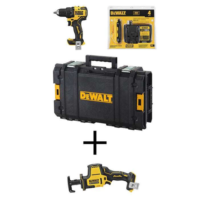 ATOMIC 20-Volt MAX Brushless Cordless 1/2 in. Drill/Driver Kit w/ Toolbox w/ Bonus Bare ATOMIC Compact Reciprocating Saw - Super Arbor