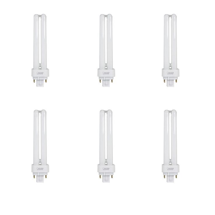18W Equiv PL CFLNI Quad Tube 4-Pin Plug-in G24Q-2 Base Compact Fluorescent CFL Light Bulb, Soft White 2700K (6-Pack)