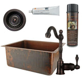All-in-One Dual Mount Copper 20 in. Single Bowl Bar/Prep Sink with Faucet and Strainer Drain in Oil Rubbed Bronze