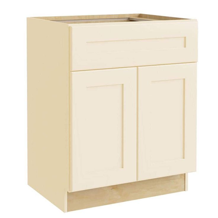 Home Decorators Collection Newport 27 in. W x 24 in. D x 34.5 in. H Assembled Plywood Base Kitchen Cabinet in Blended Cream with Soft Close