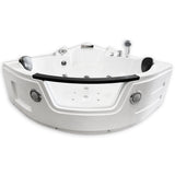 Miami with heater 53.14 in. Acrylic Center Drain Corner Alcove Whirlpool Bathtub in White - Super Arbor