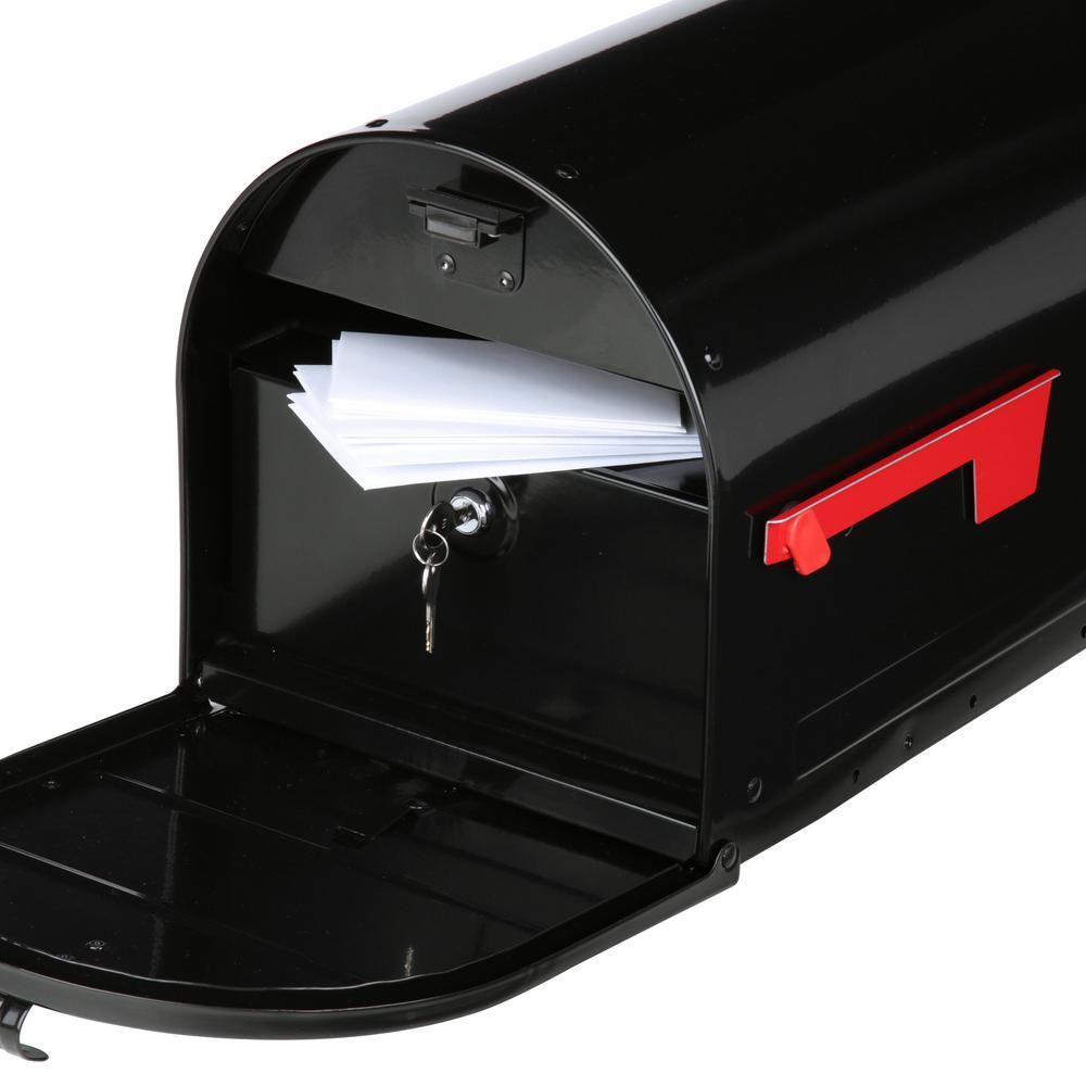 Marshall Large, Locking, Steel, Post-Mount Mailbox, Black - Super Arbor