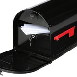 Marshall Large, Locking, Steel, Post-Mount Mailbox, Black - Super Arbor