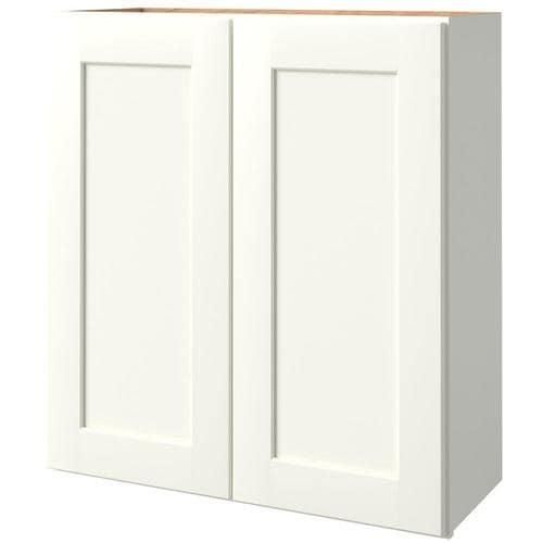 allen + roth Aveley 30-in W x 36.125-in H x 12-in D Linen Maple Door Wall Semi-Custom Cabinet