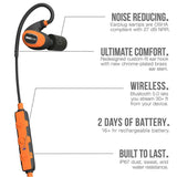 PRO 2.0 Noise Reducing Bluetooth Safety Earbuds 27 NRR, 16-Hour Battery OSHA Compliant Work Headphones in Orange - Super Arbor