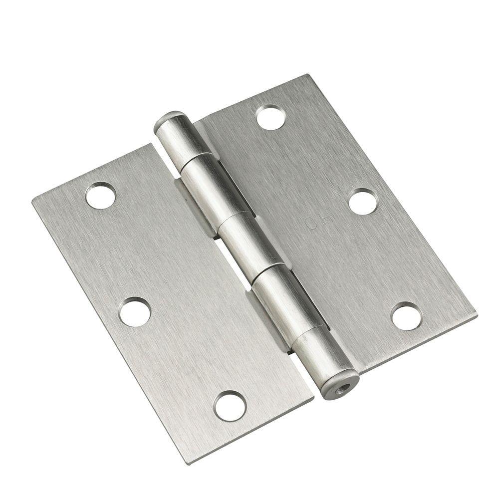 (2-Pack) 3-1/2 in. x 3-1/2 in. Antique Brass Full Mortise Butt Hinge