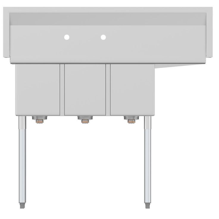 Freestanding Stainless Steel 45 in. 2-Hole Triple Bowl Commercial Kitchen Sink