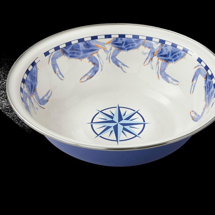 Blue Crab 4 qt. Enamelware Round Serving Bowl