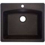 Dual Mount Composite Granite 25.in 1-Hole Single Bowl Kitchen Sink in Onyx - Super Arbor