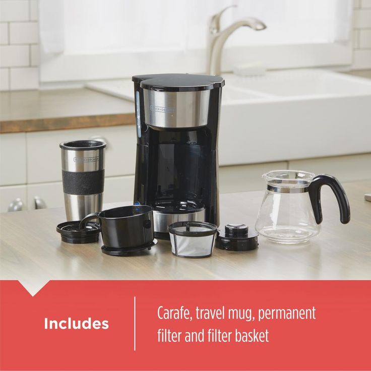 4-in-1 5-Cup Black Stainless Steel Drip Coffee Maker