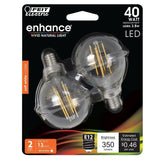 Feit Electric 40-Watt Equivalent G16.5 Candelabra Dimmable Filament ENERGY STAR Clear Glass LED Light Bulb, Soft White (2-Pack)