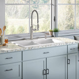 Brookfield Drop-In Cast Iron 33 in. 4-Hole Double Bowl Kitchen Sink in White - Super Arbor