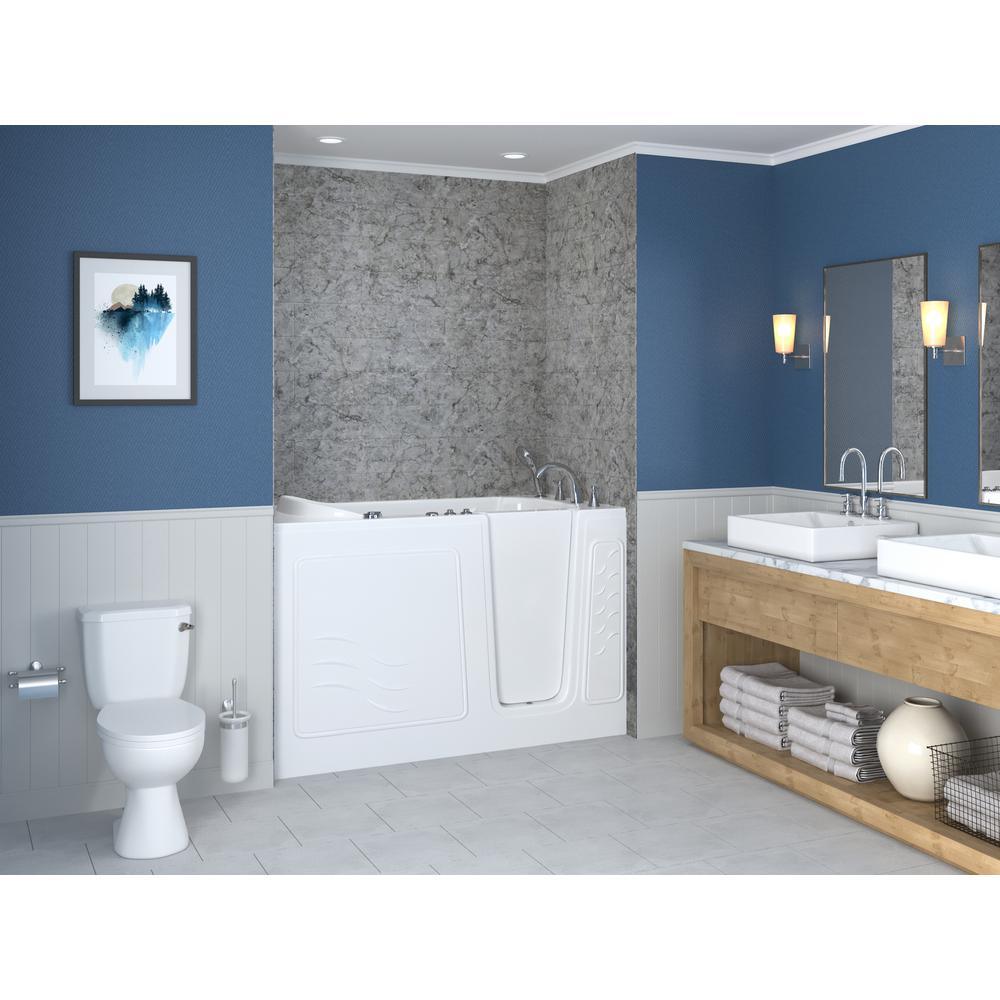 HD Series 60 in. Right Drain Quick Fill Walk-In Whirlpool Bath Tub with Powered Fast Drain in White - Super Arbor