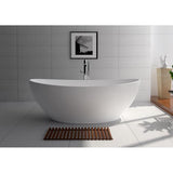 71 in. Stone Resin Flatbottom Freestanding Non-Whirlpool Bathtub in White Matt - Super Arbor