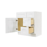 Lancaster Shaker Assembled 30 in. W x 21 in. D x 32.5 in. H Bath Vanity Sink Base Cabinet with 2 Right Drawers in White - Super Arbor