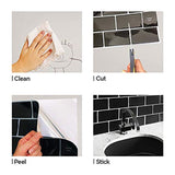 Subway Black 12 in. W x 12 in. H Peel and Stick Decorative Mosaic Wall Tile Backsplash (5 Tiles)