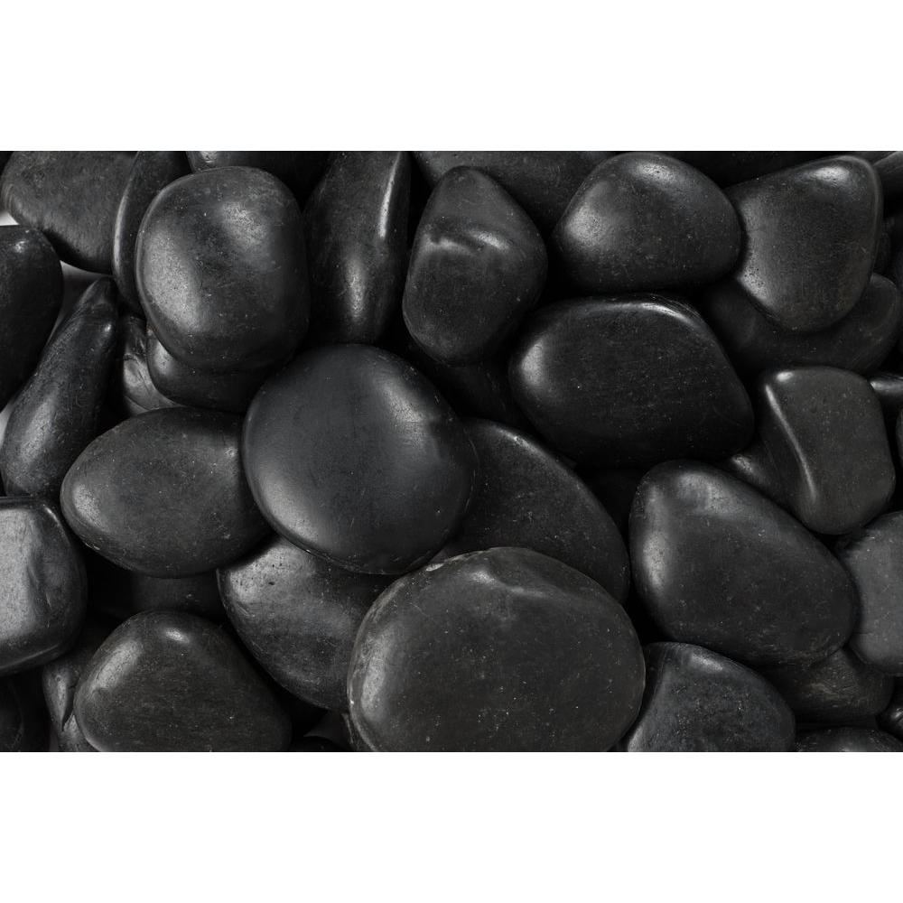 Rain Forest 20 lb. Grade A Black Polished Pebbles 1 in. to 2 in.